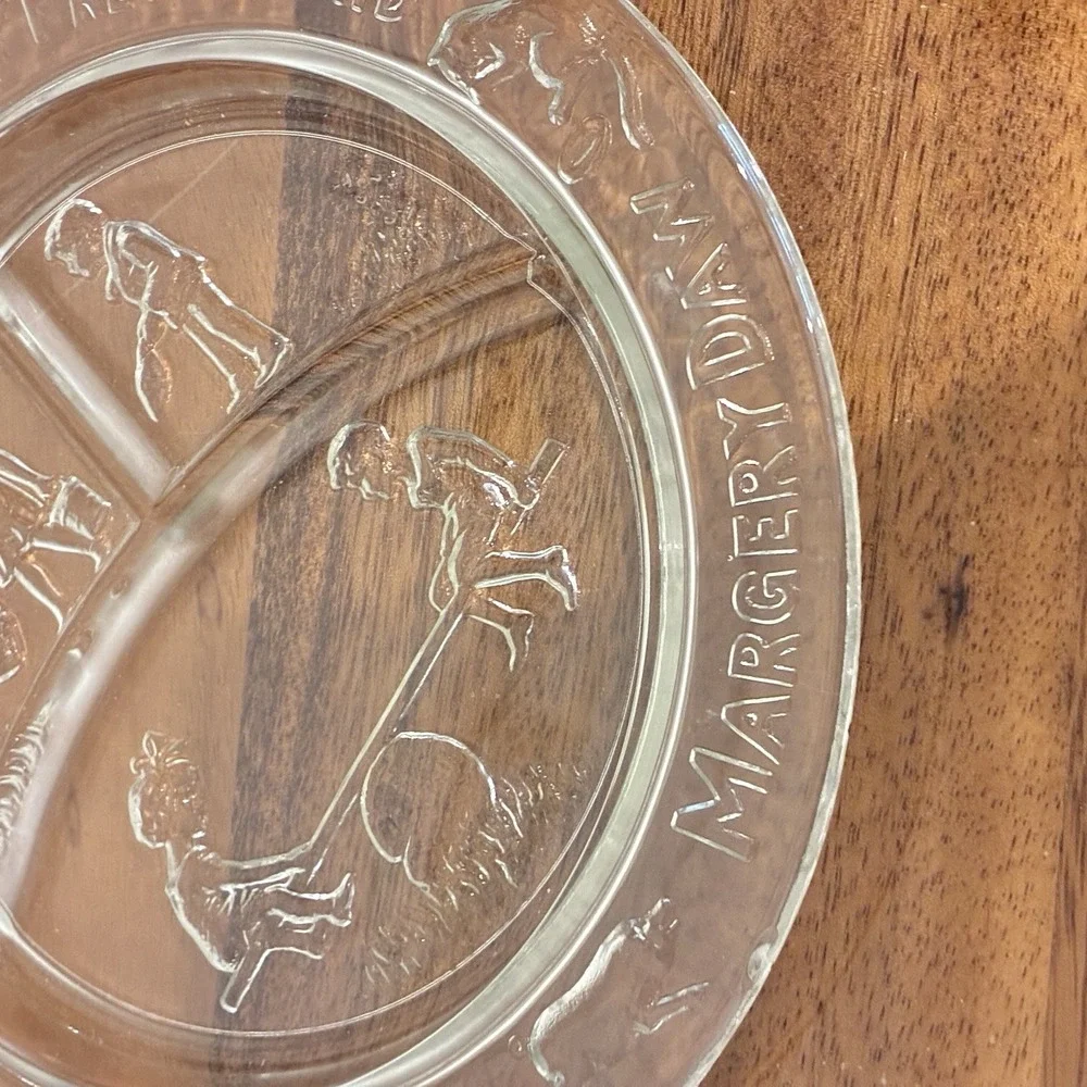 Vintage Indiana Depression Glass Mother Goose Plate Margery Daw My Pretty Maid